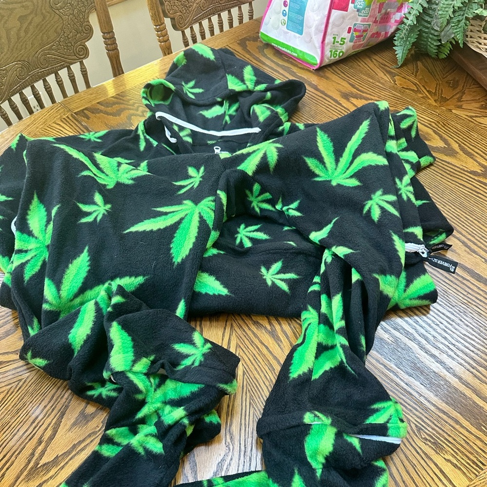 Black and Green Leaf Print onesie